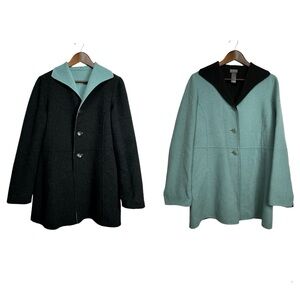Sigrid Olsen reversible gray blue wool angora jacket coat